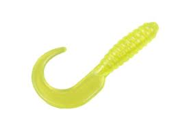 Action Bait 4in Curly Grubs 12pk Pearl Chartreuse