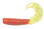 Action Bait 3in Curly Grubs 25pk Red Chartreuse Glitter