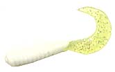 Action Bait 3in Curly Grubs 25pk White Pink Tail