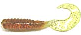 Action Bait 3in Curly Grubs 25pk Pumpkin Chartreuse Tail