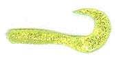 Action Bait 4in Curly Grubs 10pk Chartreuse Glitter