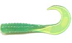 Action Bait 3in Curly Grubs 25pk Lime Chartreuse