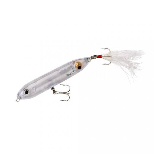 Heddon Super Spook Jr Feathered 3.5in 1/2oz Clear