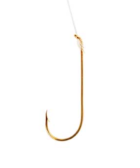 Eagle Claw Aberdeen Gold Snelled Hook Size 2/0