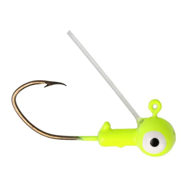 Eagle Claw Pro-V Weedless Ball Jig Head 1/8 10ct Chartreuse