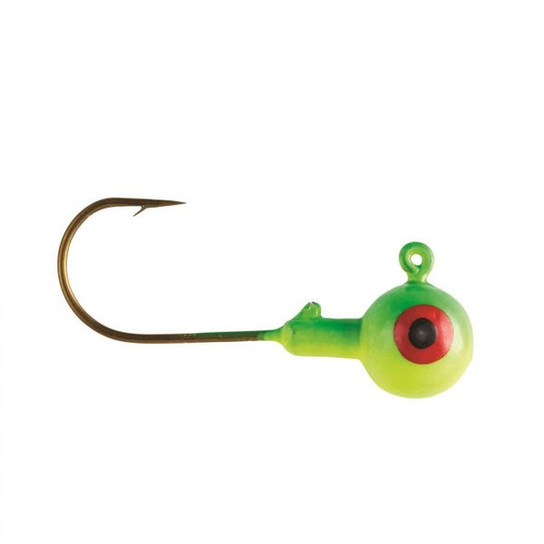 Eagle Claw Ball Jig Head 1/16 10ct Lime/Chart