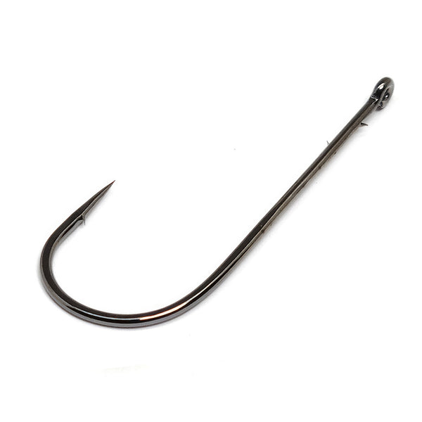 Gamakatsu Worm Hook Straight Shank Round Bend NSBlack Size 1/0 6ct