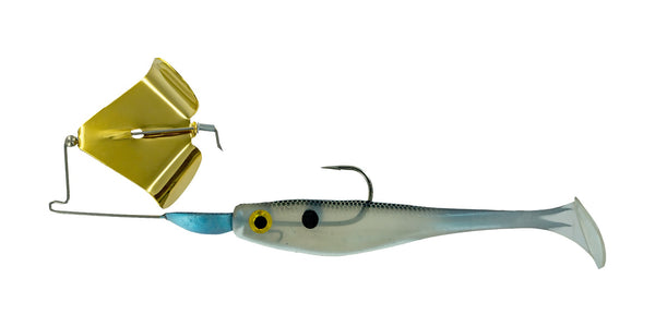 Big Bite Suicide Shad Buzzbait 3/8oz w/spare Gold Blade/Blue Gizzard