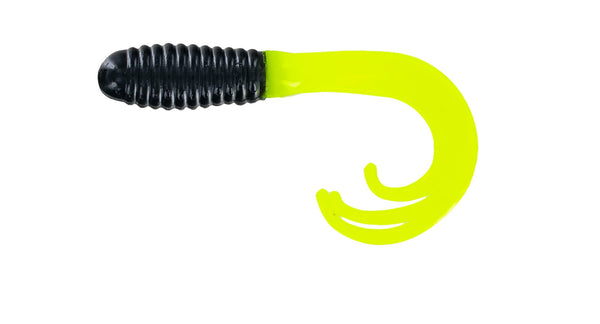 Big Bite Triple Tip Grub 2in 10ct Black/Opaque Chartreuse