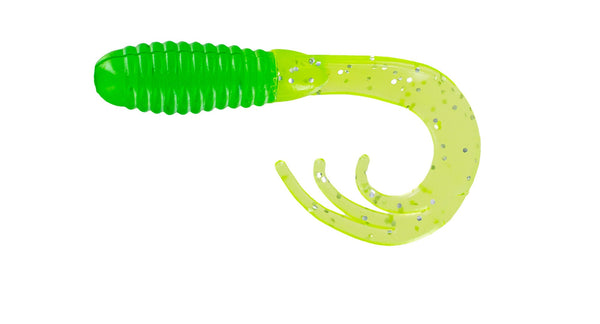 Big Bite Triple Tip Grub 2in 10ct Green/Chartreuse Silver