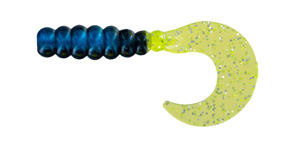 Big Bite Fat Grub 2in 10ct Black/Blue/Chartreuse Silver