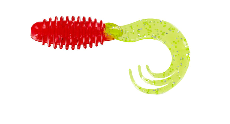 Big Bite Ring Triple Grub 2in 10ct Red/Chartreuse