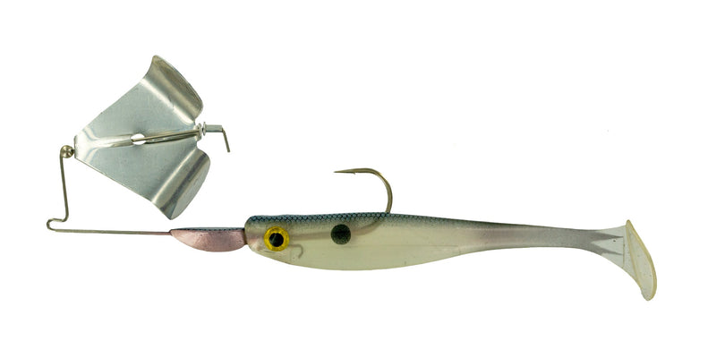 Big Bite Suicide Shad Buzzbait 3/8oz w/spare Silver Blade/Pearly Shad