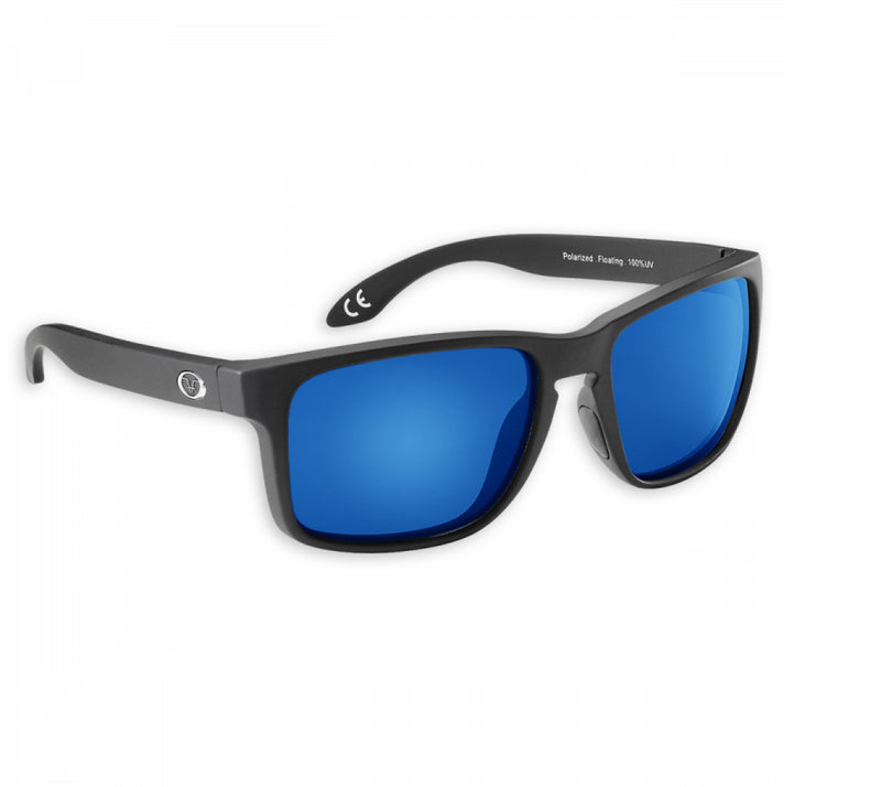 Flying Fisherman Lagoon Floating Sunglasses Matte Black Blue Mirror