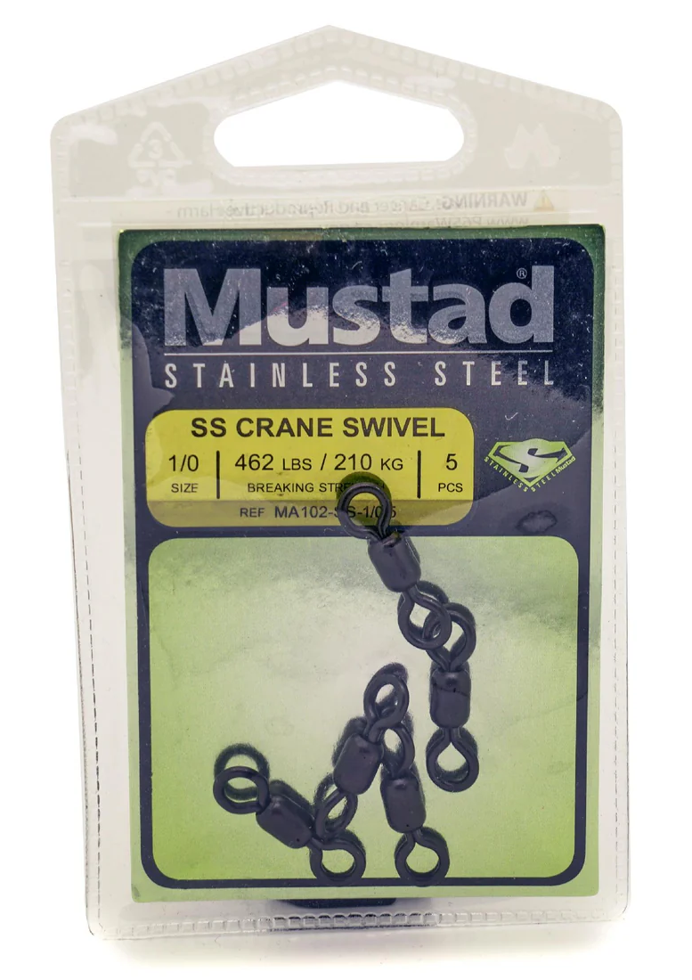 Mustad Crane Swivel Stainless Steel 5ct Size 3/0