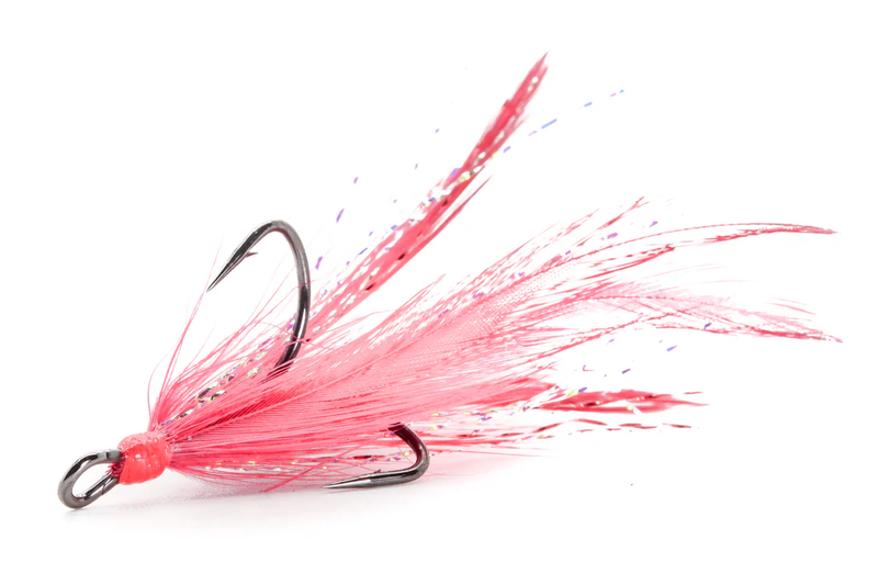 Mustad Dressed Treble Hooks 2ct Red Size 6