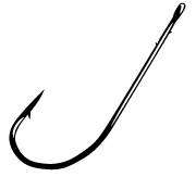 Gamakatsu Worm Hook Black Size 1/0 6ct